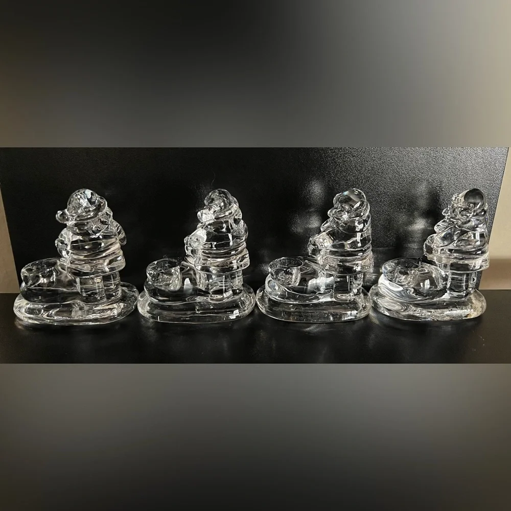 Williams-Sonoma Christmas Santa Claus Glass Candle Holders Set of 4